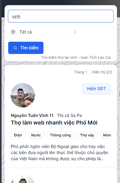 Hướng dẫn đăng hồ sơ tại Tìm thợ lào cai